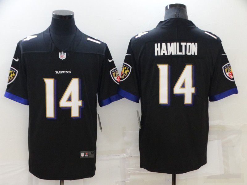 Men Baltimore Ravens #14 Hamilton Black 2022 Nike Limited Vapor Untouchable NFL Jersey